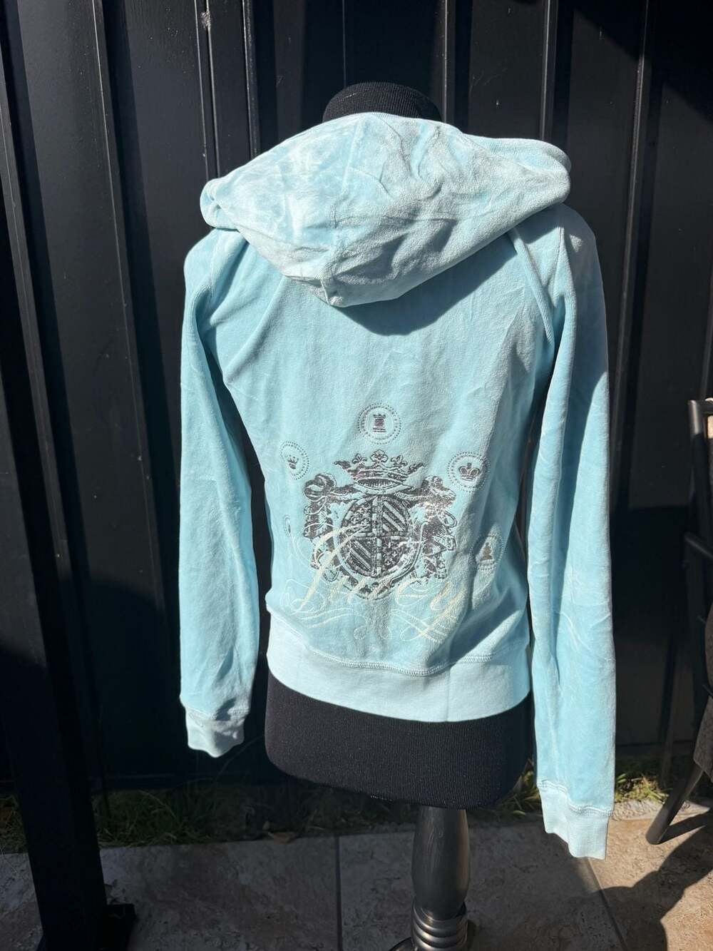 Juicy Couture Vintage Y2K Velour Zip-Up Hoodie with Crest Logo